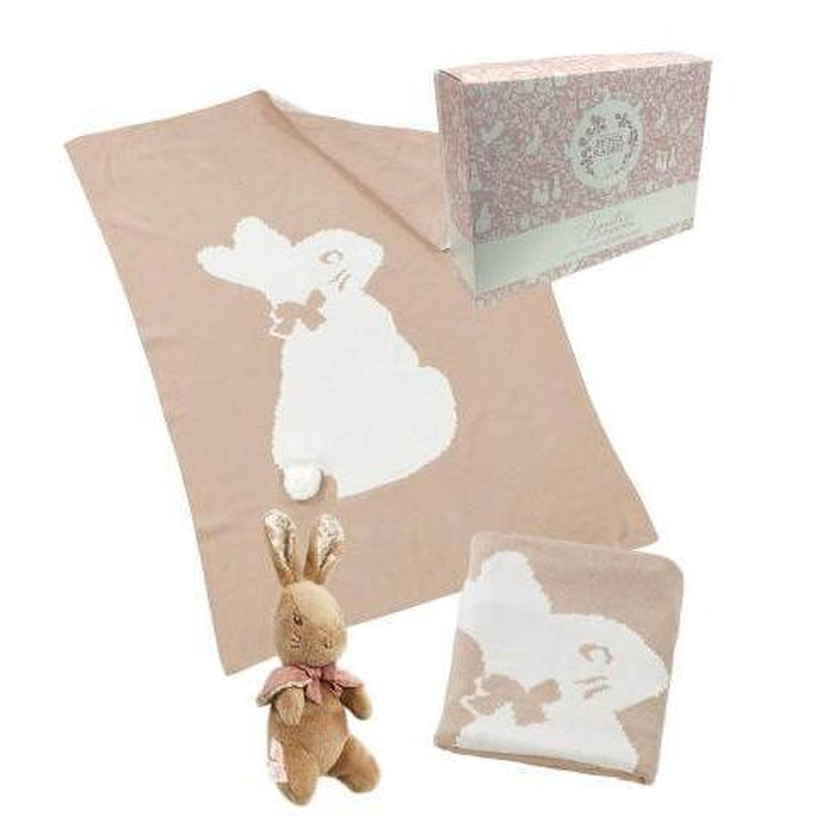 Flopsy Bunny Signature Knitted Blanket with soft toy