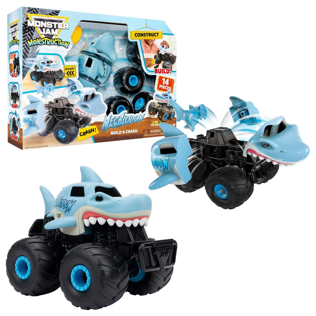 Monster Jam Monstruction Build & Crash Megalodon 8" Truck
