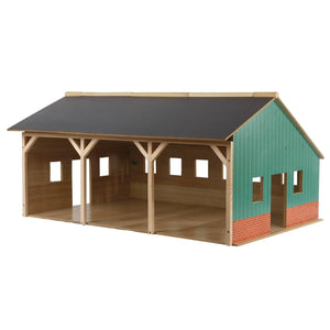 Kids Globe Wooden Farm Shed for 3 Tractors 1:16 Scale