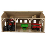 Kids Globe Wooden Farm Shed for 3 Tractors 1:16 Scale