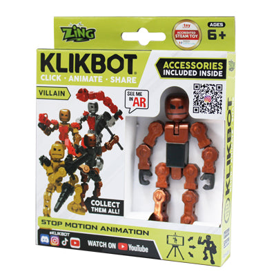 KLIKBOT Hero Action Figure Axil - Figura Eroe Con Accessori, Animazione Stop Motion - Giocattolo Collezionabile