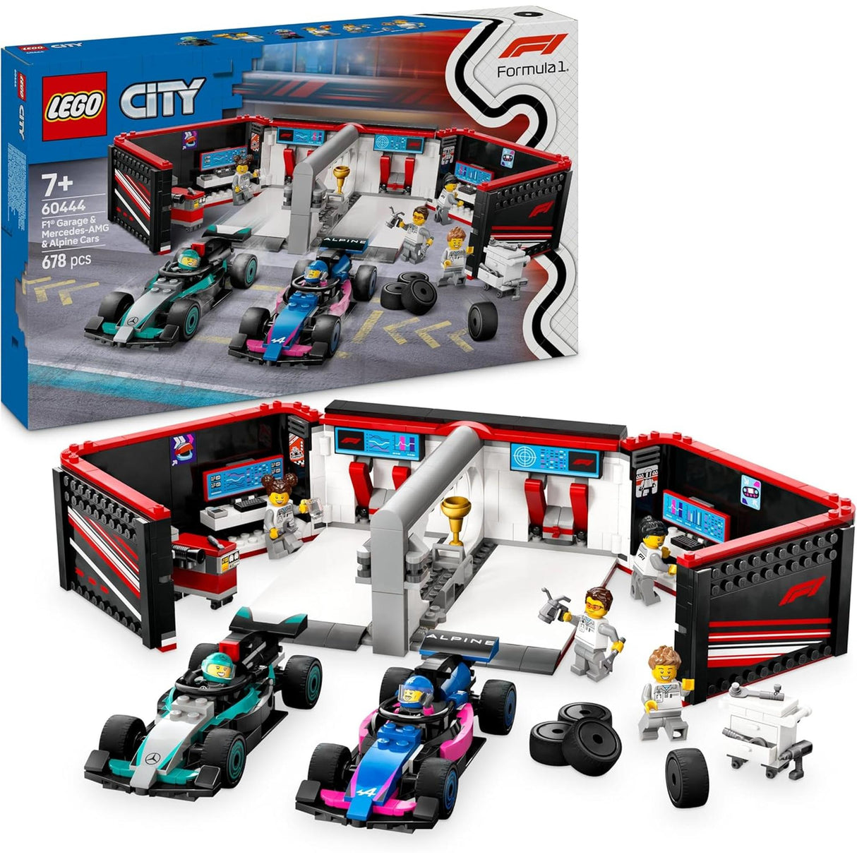 LEGO 60444 City F1 Garage & Mercedes-AMG & Alpine Cars