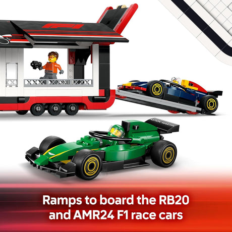 LEGO 60445 City F1 Truck with RB20 & AMR24 F1 Cars