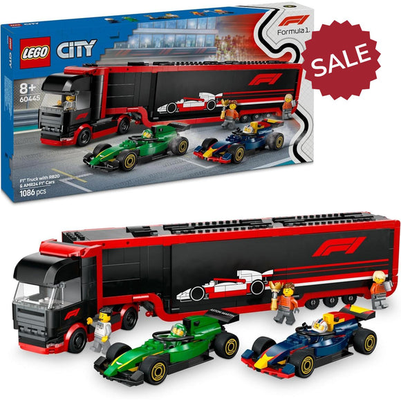 LEGO 60445 City F1 Truck with RB20 & AMR24 F1 Cars