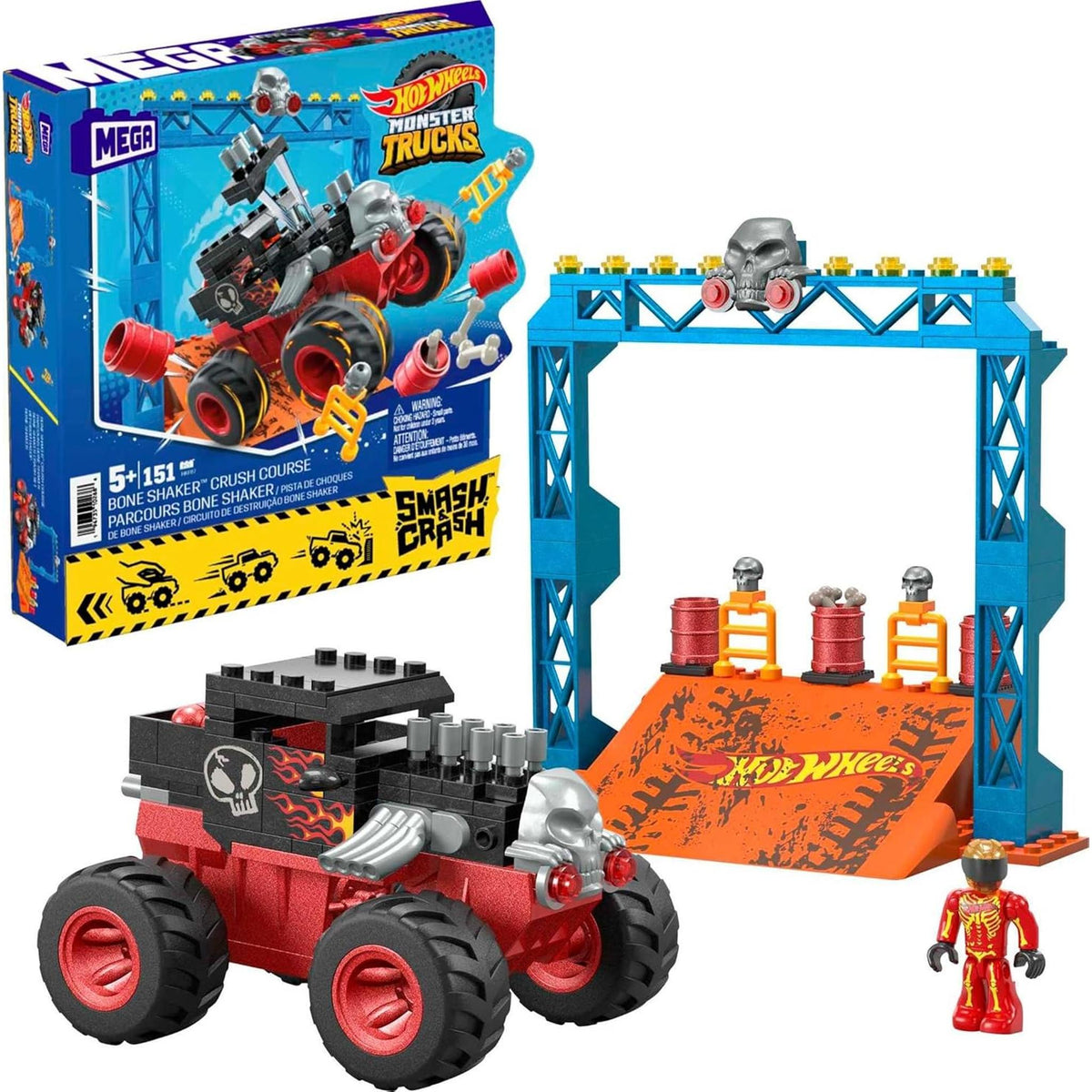 Mega Hot Wheels Monster Trucks Bone Shaker Crush Course