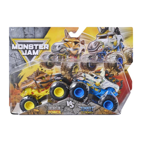 Monster Jam 2-Pack Diecast Monster Trucks: Horse Power vs Tempest Steed