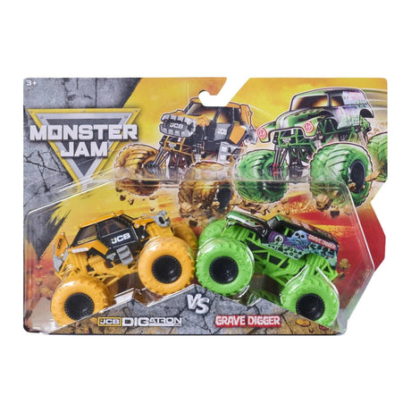 Monster Jam 2-Pack Diecast Monster Trucks: JCB Digatron vs Grave Digger