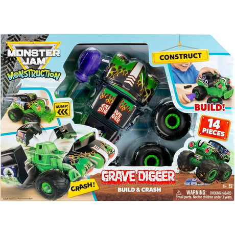 Monster Jam Monstruction Build & Crash Grave Digger 8" Truck
