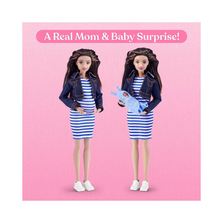 My Mini Baby: Mom & Baby Surprise - Brunette Doll with Blue Accessories