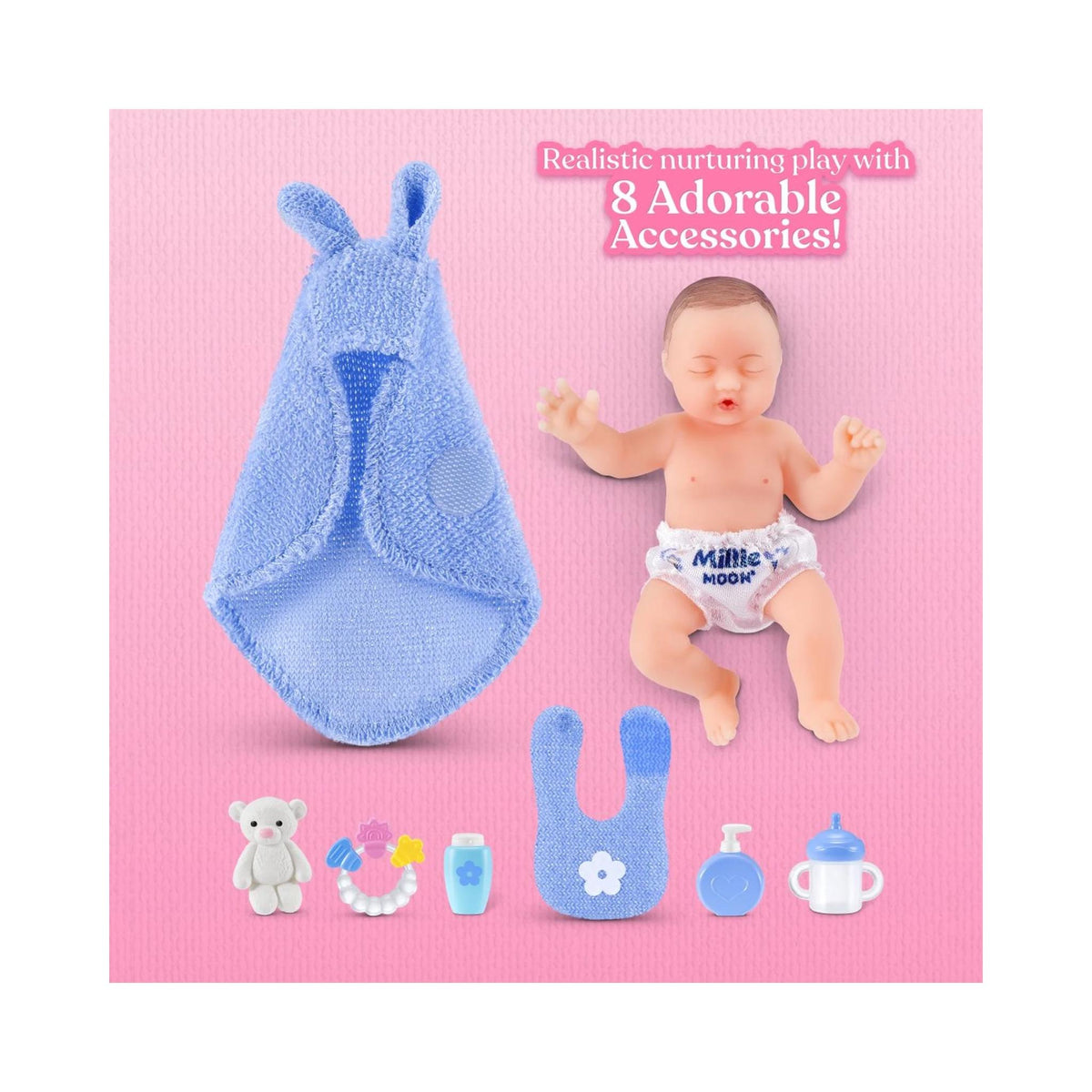 My Mini Baby: Mom & Baby Surprise - Brunette Doll with Blue Accessories