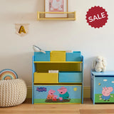 Peppa Pig Wooden Toy Organiser with 6 Storage Bins