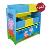 Peppa Pig Wooden Toy Organiser with 6 Storage Bins