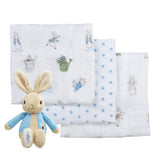 Peter Rabbit Soft Toy & 3 Muslins Gift Set