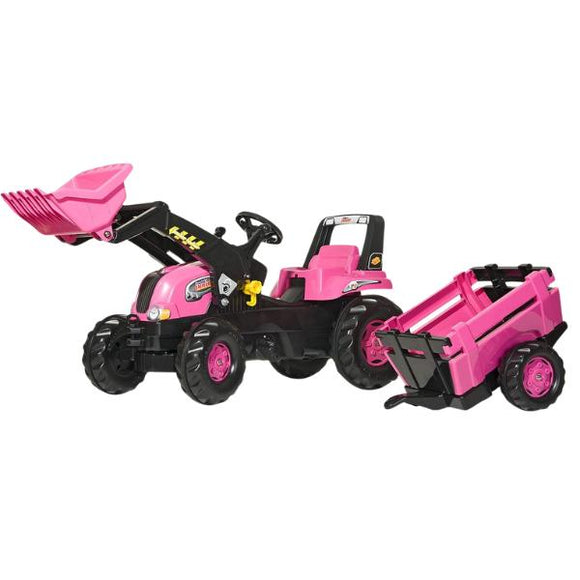Rolly Junior Tractor, Loader and Farm Trailer - Pink
