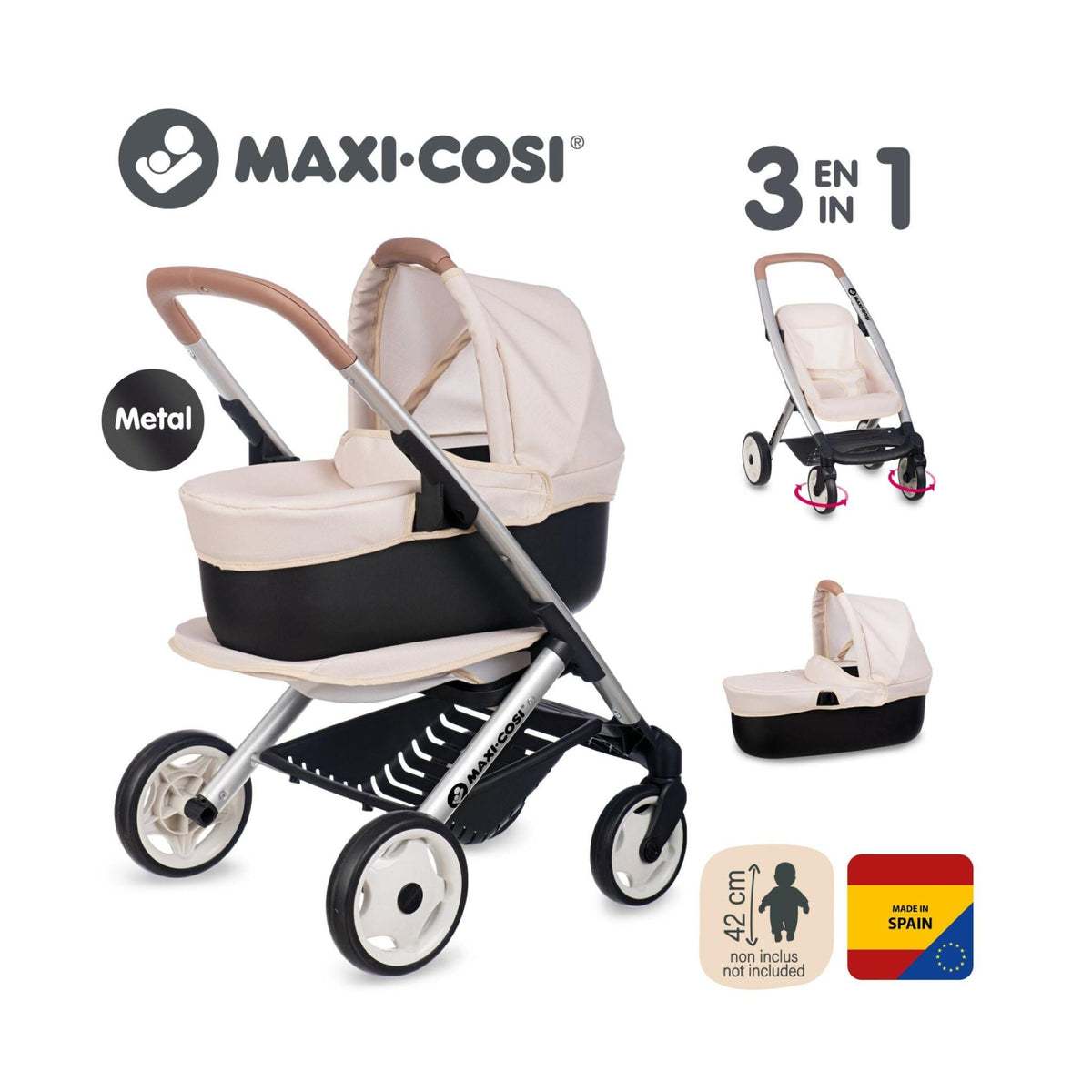 Smoby Maxi-Cosi Combi Pushchair + Pram Beige