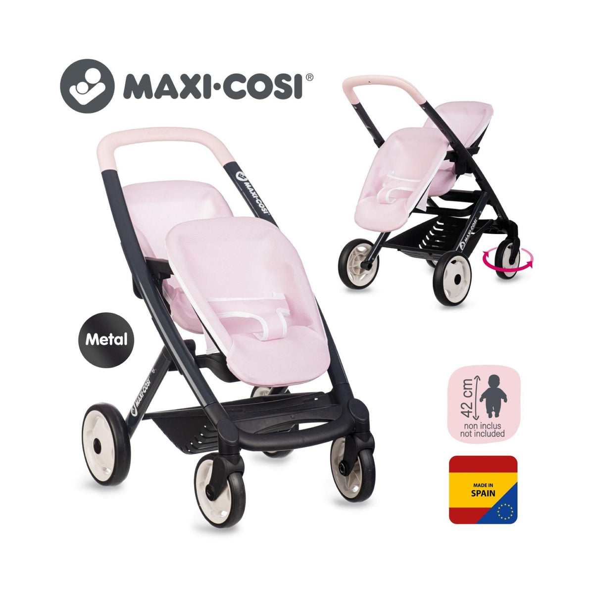 Smoby Maxi-Cosi Twin Pushchair Pink