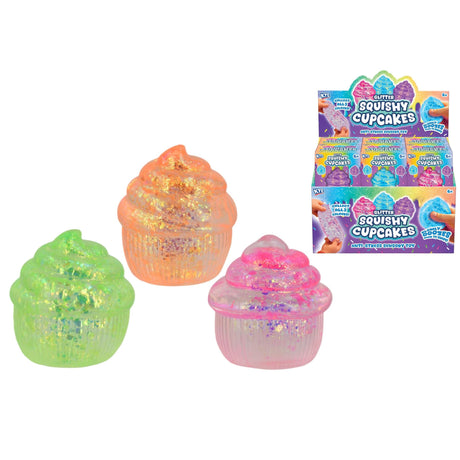 Squishy Glitter Cupcake Toy, Assorted Colours