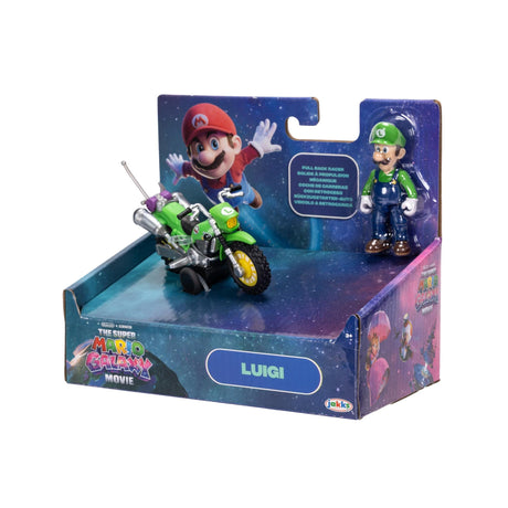 The Super Mario Galaxy Movie: Luigi Figure with Pull-Back Motorcycle