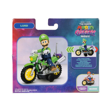 The Super Mario Galaxy Movie: Luigi Figure with Pull-Back Motorcycle