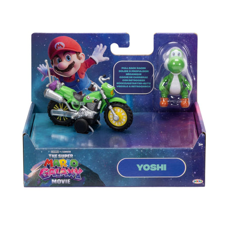 The Super Mario Galaxy Movie: Yoshi Figure with Pull Back Motorcycle