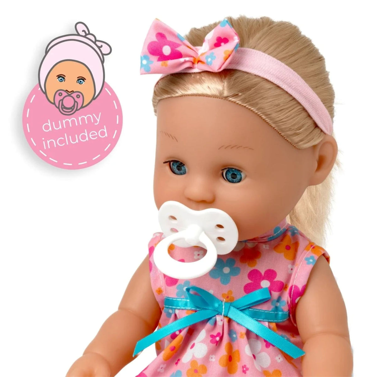Tiny Tears 15" (38cm) Classic Crying and Wetting Doll Pink Dress - White