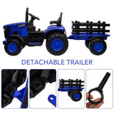 Turbo Harvest 12V Electric Ride On Tractor with Trailer Blue