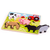 Bigjigs Wooden Chunky Lift Out Puzzle - Farm