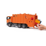 BRUDER 3560 Scania R-Series Garbage Truck (Orange) - McGreevy's Toys Direct