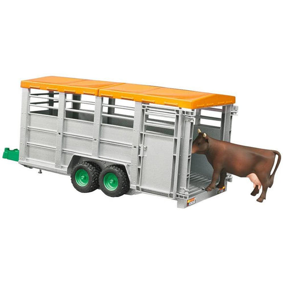 Bruder Livestock Trailer with 1 cow 1:16 Scale - McGreevy's Toys Direct
