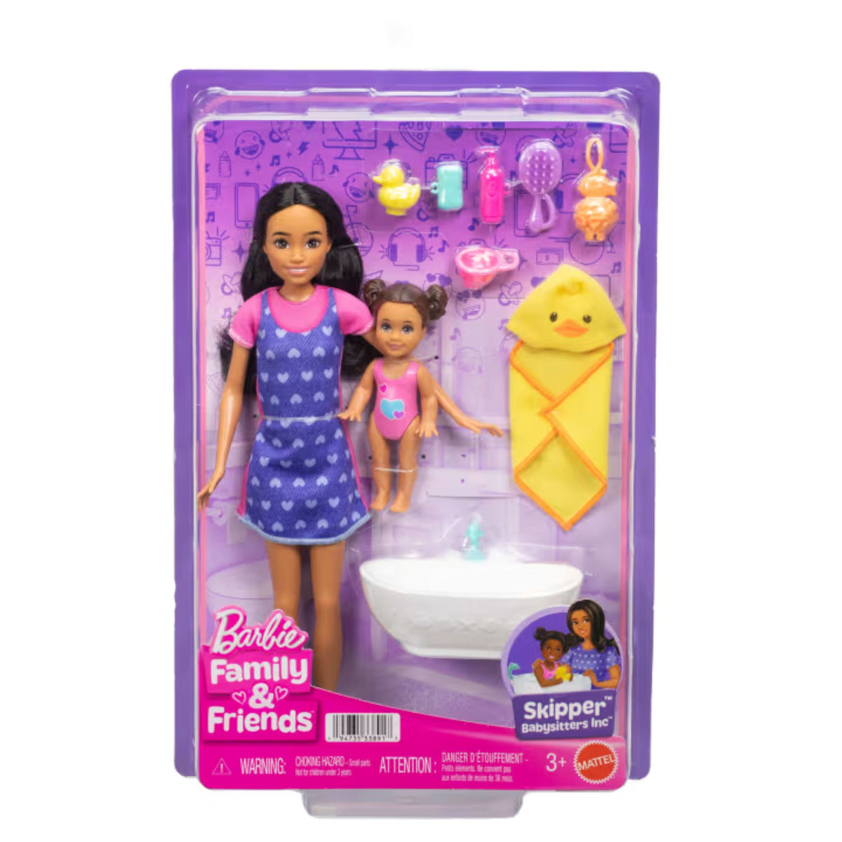 Barbie Skipper Babysitters Playset With Skipper Doll, Toddler Doll, Bathtub & 6 Accessories