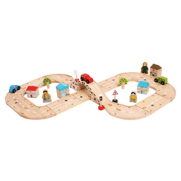 Bigjigs Wooden Figure of Eight Roadway Set