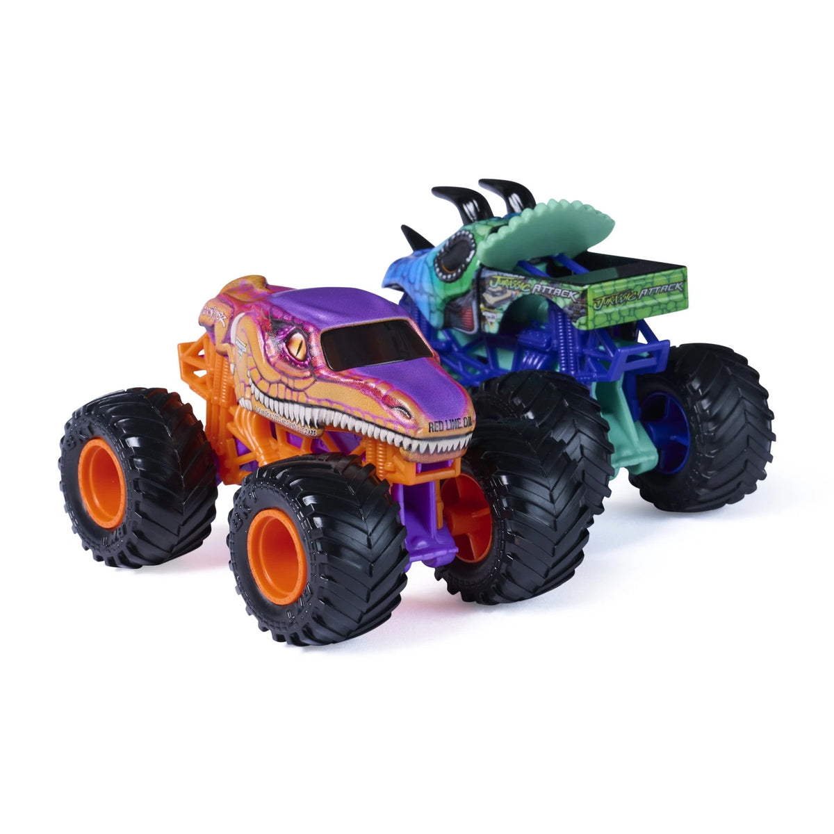 Monster Jam 2-Pack Diecast Monster Trucks: Jurassic Attack vs Velociraptor