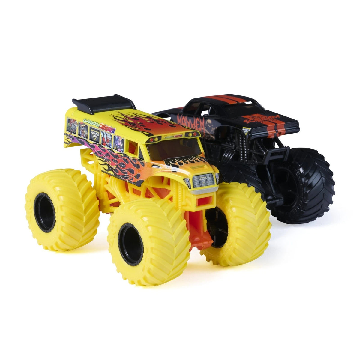 Monster Jam 2-Pack Diecast Monster Trucks: Classroom Crusher vs Mayhem
