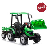 12V Electric Ride-On Tractor with Roof, Trailer, Front Loader & Remote Control