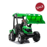 12V Electric Ride-On Tractor with Roof, Trailer, Front Loader & Remote Control