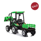 12V Electric Ride-On Tractor with Roof, Trailer, Front Loader & Remote Control