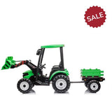 12V Electric Ride-On Tractor with Roof, Trailer, Front Loader & Remote Control