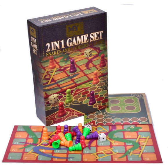 2-in-1 Game Set: Ludo and Snakes & Ladders