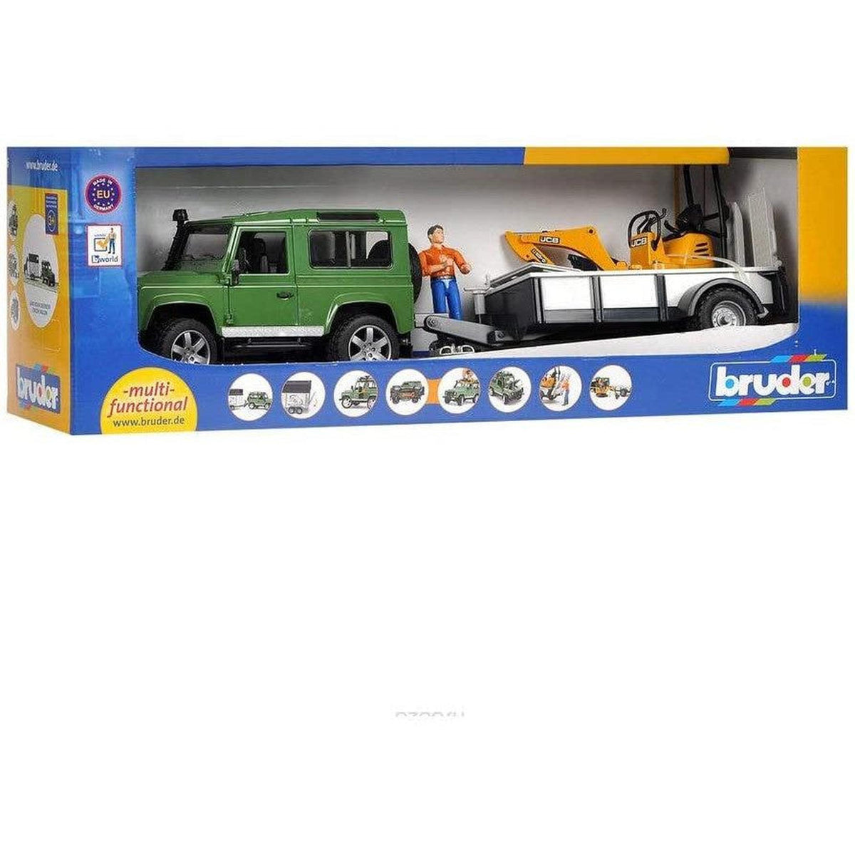 Bruder 2593 Land Rover Defender with Trailer & JCB Micro Excavator