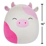 Squishmallows Caedyn - Pink Spotted Cow with Closed Eyes 16"