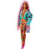 Barbie Extra Doll - Floral Pink Jacket with DJ Mouse Pet - McGreevy's Toys Direct