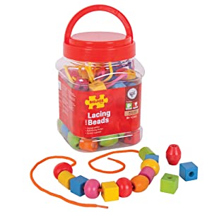 Bigjigs Tub of Wooden Lacing Beads - McGreevy's Toys Direct