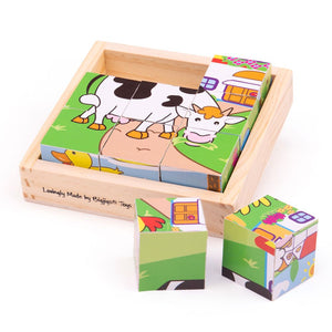 Bigjigs Wooden Animal Cube Puzzle - McGreevy's Toys Direct