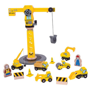 Bigjigs Wooden Crane Construction Set - McGreevy's Toys Direct