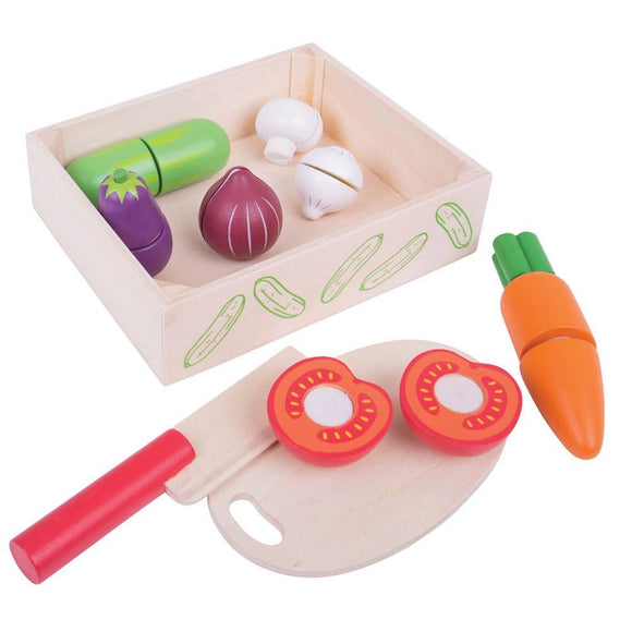 Bigjigs Wooden Cutting Veg Crate - McGreevy's Toys Direct