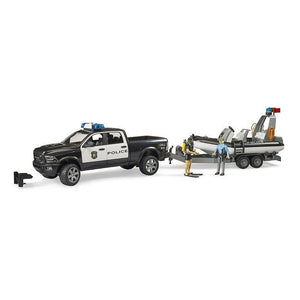 Bruder 2507 RAM 2500 Police Pickup with Trailer & Boat - McGreevy's Toys Direct