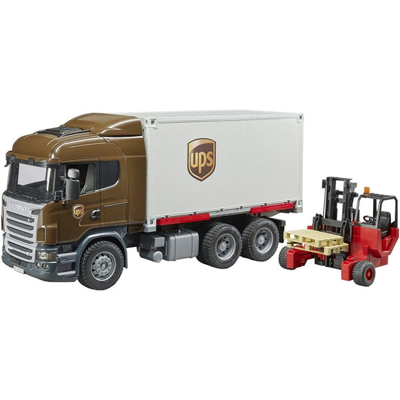 Bruder 3581 Scania UPS Logistics Truck with Fork Lift - McGreevy's Toys Direct