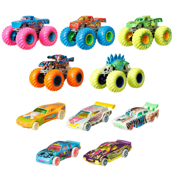 Hot Wheels Monster Trucks Glow in the Dark 10-pack - McGreevy's Toys Direct