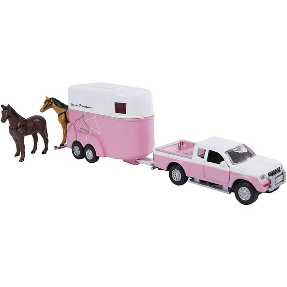 Kids Globe Pink/White Jeep & Horse Trailer Set - McGreevy's Toys Direct