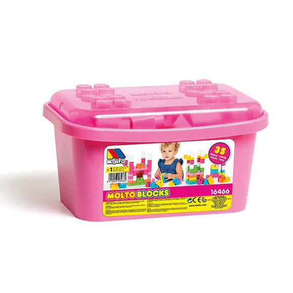 Molto Blocks Box Pink 35 Piece - McGreevy's Toys Direct